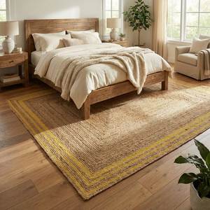 Handwoven 100% Organic Jute Solid Color Rectangle Braided Flat Pile Eco Friendly PET Friendly Non-Slip <b>Thick</b> Modern Area <b>Rug</b> - Product Image 1