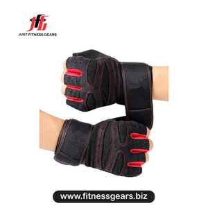 Guantes de Levantamiento de Pesas JUST FITNESS GEARS de Cuero PU, Medios Dedos, Correa de Muñeca Ajustable, Ligeros, de Secado Rápido, para Ciclismo Deportivo - Product Image 1