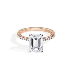 Women's 14K Gold Emerald Cut Diamond Engagement Ring Prong Setting floral Style IGI Certified - Product Image 2