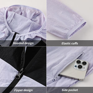 Chaqueta Deportiva Ligera con Capucha y Cierre Completo para Hombre, Diseño Veraniego, Color Claro, Poliéster, para Correr - Product Image 6