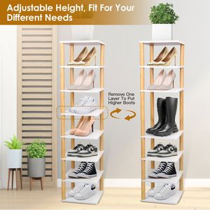 Scarpiera in Legno a 8 Livelli, Organizzatore Salvaspazio per Ingresso, Torre Portascarpe Angolare per Casa o Corridoio - Product Image 3