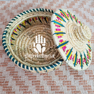 Cestas Multifuncionales de Hierba Natural Moonj, Cesta de Almacenamiento con Tapa, Diseño Redondo, Cesta de Almacenamiento Ecológica - Product Image 5