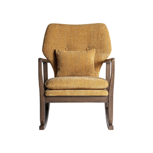 Fauteuil à bascule de style moderne du milieu du siècle, en teck massif, avec revêtement rembourré, ergonomique, coussin moelleux, meubles d'intérieur - Product Image 3