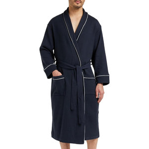 Peignoir en flanelle pour homme, nouvelle arrivée, de haute qualité, OEM, manches longues, avec poches, doux, respirant, durable, 340g, vêtements de nuit décontractés - Product Image 3
