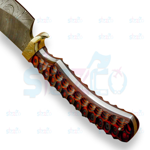 Cuchillo de Caza de Acero de Damasco Hecho a Mano Personalizado OEM con Mango de Madera Exótica, Hoja Fija, para Camping, Táctico, EDC - Product Image 5