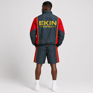 Custom Logo Men's Polyester Windbreaker <b>Jacket</b> and Shorts Set 2 Piece Retro <b>Shell</b> <b>Suit</b> Streetwear Tracksuit - Product Image 4