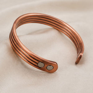 Pure Copper Triple Groove Magnetic Open Cuff Therapy Bracelet Fashionable Metal Jewelry Exquisite Embossed Design Handmade Gift - Product Image 5