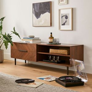 <b>Designer</b> Oak Wood Mid Century Modern <b>TV</b> <b>Unit</b> with Iconic Retro Style and High Quality Craftsmanship Stylish Living Room - Product Image 1
