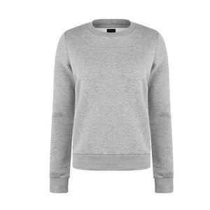 Sweat-shirt en tricot à col rond gris pour femme, manches longues, décontracté, respirant, en coton et fibre de bambou, pour l'automne - Product Image 6
