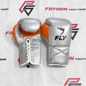 Équipement de sparring dernier cri, gants de boxe orange et argentés, gants personnalisés avec logo, gants de kickboxing, entraînement de Muay Thai - Product Image 1