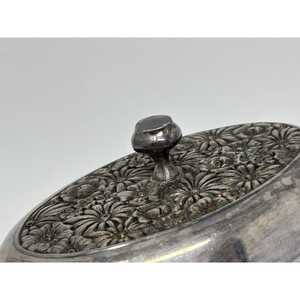 Mid Century Aluminum Silver Metal Butter Dish Pressed Daisies Glass Insert - Product Image 6