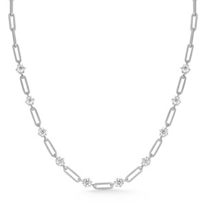 Station Lab Grown Diamond Elongated Paperclip Link <b>Necklace</b> Geometric Layering Choker For Women 10K 14K 18K <b>Solid</b> Gold Wholesale - Product Image 3