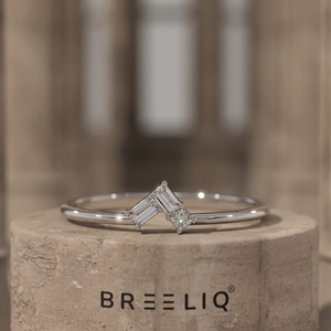 14K Solid Gold Toi Et Moi Lab Grown Diamond Ring Baguette and Princess Cut Minimal Engagement Ring for Women - Product Image 4