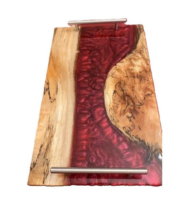 Nouveau Plateau de Service Décoratif Rond Personnalisé en Résine Époxy et Bois, Fait Main, pour Cadeau de Maison, Idéal pour Fêtes - Artisanat Saniya - Product Image 1