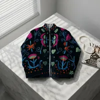 Blouson bomber en velours avec broderie florale, col mandarin, manches longues, automne, pour femmes