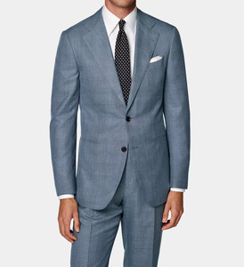 Costume d'affaires pour homme, coupe ajustée, élégant, bleu clair, vêtements de cérémonie pour homme, OEM personnalisé, costume bleu clair haut de gamme - Product Image 3