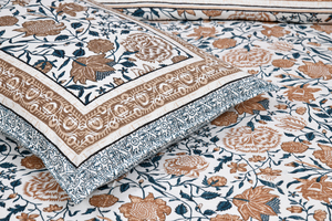 Hand Block Printed Cotton Flat <b>Sheet</b> 200TC All-Season Breathable Floral Pattern Washable Skin-Friendly Eco-Friendly Durable - Product Image 3