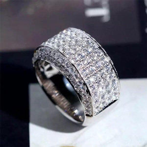 925 Silver White Gold Plated Custom Moissanite Diamond Wedding Anniversary Band Unisex Half Eternity <b>Rings</b> Hip Hop Fine Jewelry - Product Image 6
