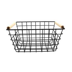 Set of 2 Industrial Metal <b>Wire</b> <b>Baskets</b> with Burlap Accent Straps Round Tapered Iron Storage Bins for Farmhouse Home Organization - Product Image 2
