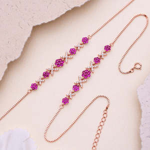 Cadeau de Noël pour la Saint-Valentin, Radiant Links, chevillère en argent sterling 925 plaqué or rose pour femmes et filles - Product Image 6