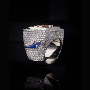 Custom <b>Iced</b> Out Moissanite Championship <b>Ring</b> 925 Sterling Silver Statement Band Hip Hop Jewelry for Gift Party - Product Image 2
