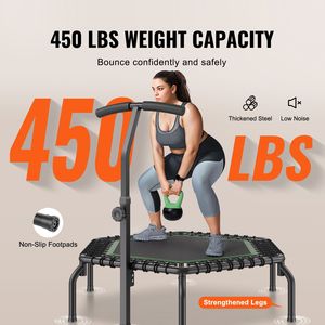 Trampolino Fitness Mini Personalizzabile da 54,5 Pollici con Maniglia per Esercizi Indoor, in Acciaio Inox e Alluminio per Uso Esterno - Product Image 2