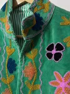 Embroidered <b>Velvet</b> <b>Women</b> <b>Jacket</b> Floral Boho Outerwear Quilted Winter Coat Handmade Ethnic Fashion Top - Product Image 3