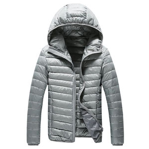 Vestes matelassées brillantes en duvet d'oie pour hommes, avec capuche, personnalisables avec logo, pour l'hiver – Vente en gros - Product Image 1