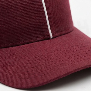 <b>Maroon</b> 6-Panel Baseball Cap with White Stitching Contrast Color Fitted Snapback Hat Unisex Casual Style Adult Size 58-60CM - Product Image 4