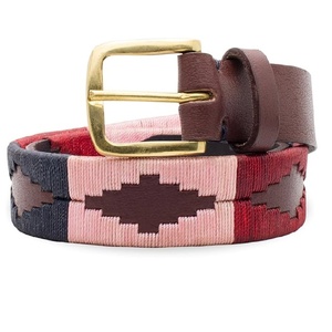 Ceinture en cuir polo personnalisable, confortable et durable, avec boucle argentée, broderie multicolore, anti-poussière, unisexe, sur mesure - Product Image 1