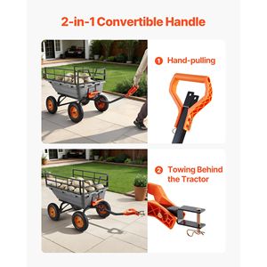 Carrello da Giardino in Polietilene da 1500 libbre con Capacità di 15 Cu. Ft. Carrello 2 in 1 con capacità di carico elevata, maniglia convertibile rapida a 90 gradi, personalizzabile OEM - Product Image 5