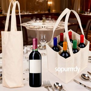 Sac fourre-tout pour vin avec logo personnalisé, réutilisable, en toile de coton, grande capacité, avec cordon de serrage, étiquette, sac fourre-tout pour courses recyclable - Product Image 2
