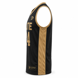 Camiseta de Baloncesto Elite Teamwear Negra y Dorada Sublimada con Cuello en V, Unisex para Adultos, Transpirable, 100% Poliéster, Ropa Deportiva - Product Image 4
