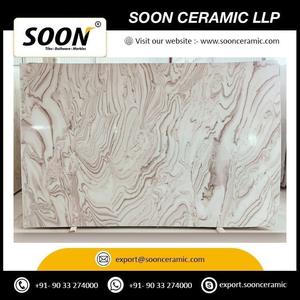 Grande dalle de marbre calcite poli, écologique, pour décoration murale moderne de salon, application imperméable - Product Image 2