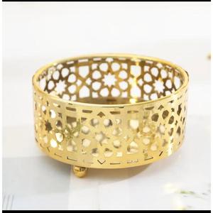 Bandeja Decorativa Redonda Chapada en Oro con Patrón Geométrico, Bandeja de Espejo de Lujo, Ideas de Regalo para Bodas, Artesanías, Bandejas Metálicas para Decoración - Product Image 5