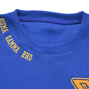 Sweat-shirt d'hiver Sigma Gamma Rho en chenille avec motif au dos, 100 % coton, bleu, pour femme, avec lettres grecques brodées, col rond, haut de gamme - Product Image 3