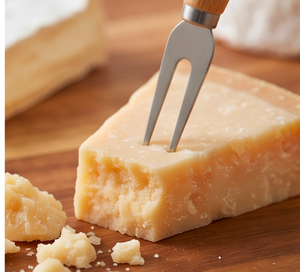 Juego de 4 cuchillos para queso de mano, hoja de acero inoxidable, mango de madera, patrón azul y blanco, para uso en la cocina - Product Image 4
