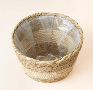 Pots de rangement au sol en jonc de mer sculptés à la main, style rétro, fabriqués au Vietnam, avec poignées, tressés à la main, écologiques, durables, capacité 24L - Product Image 5