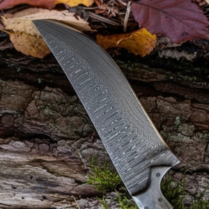 Handmade Damascus Steel Viking Art Bowie <b>Knife</b> Industrial Grade 10IN | Horn Handle Includes Durable Leather Sheath <b>Safe</b> - Product Image 3