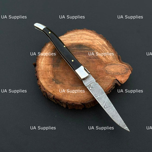 Premium UA Supplies Laguiole Style Damascus Steel Folding Pocket Knife Handmade Traditional French Bull Horn Handle Hunting - Product Image 3