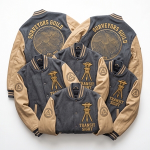 Chaqueta Letterman al por mayor, abrigo universitario de lana color burdeos, con bordado de crema y cuero, para Academia, Guild, Temple, Portico, Ionic Order, Capital - Product Image 6