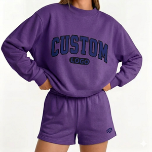 Conjunto de Top de Cuello Alto y Pantalones Cortos para Mujer, Sensación Suave, Corte Relajado, Fácil de Usar, Ropa Casual Diaria - Product Image 1