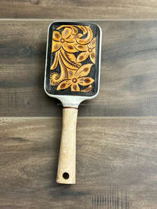 สไตล์ตะวันตกแท้ทําด้วยมือแกะสลักหนังแปรงผมหรูหรา Travel หวีคุณภาพสูงสไตล์ตะวันตก Turquoise แปรงแปรงผมโต๊ะเครื่องแป้ง - Product Image 3