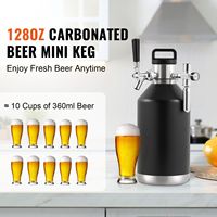 Mini fût de 4 L (128 oz) en acier inoxydable 304, fût à bière pressurisé avec affichage de la pression et système de robinet, type baril