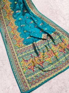 Sari traditionnel indien Paithani en matériaux recyclés Leranath Fashion pour les occasions de mariage, les fêtes et les événements festifs pour femmes - Product Image 3