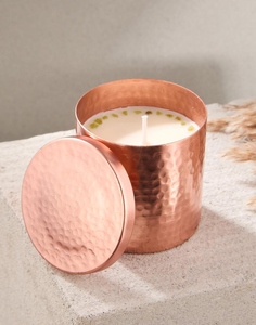 Elegant design hammered pure copper shiny polished scented candle <b>jar</b> with lid decorative candle container luxury candle <b>jar</b> - Product Image 5