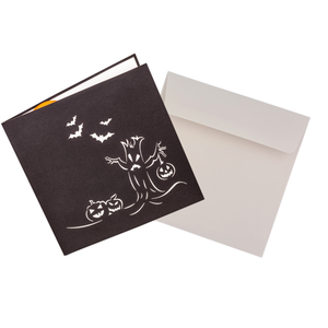 Carte de vœux 3D pop-up de luxe personnalisée, thème arbre hanté d'Halloween, faite à la main, en papier, citrouille d'Halloween, fabricant OEM/ODM - Product Image 6