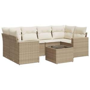 Set Divano da Giardino Modulare in Rattan PE Beige a 7 Pezzi, Arredamento da Giardino Moderno - Product Image 2