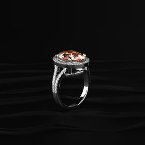 Anillos de Compromiso de Moissanita Rosa Ovalada de 6 Quilates al por Mayor con Halo de Diamantes Blancos y Joyería de Alta Gama para Minoristas - Product Image 4