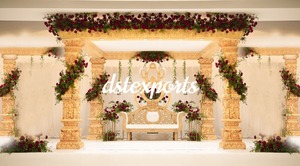 ชุดงานแต่งงาน Mandap แบบหรูทำจากใยไฟเบอร์สีขาวสีทองสำหรับงานแต่งงานของชาวอินเดีย - Product Image 4